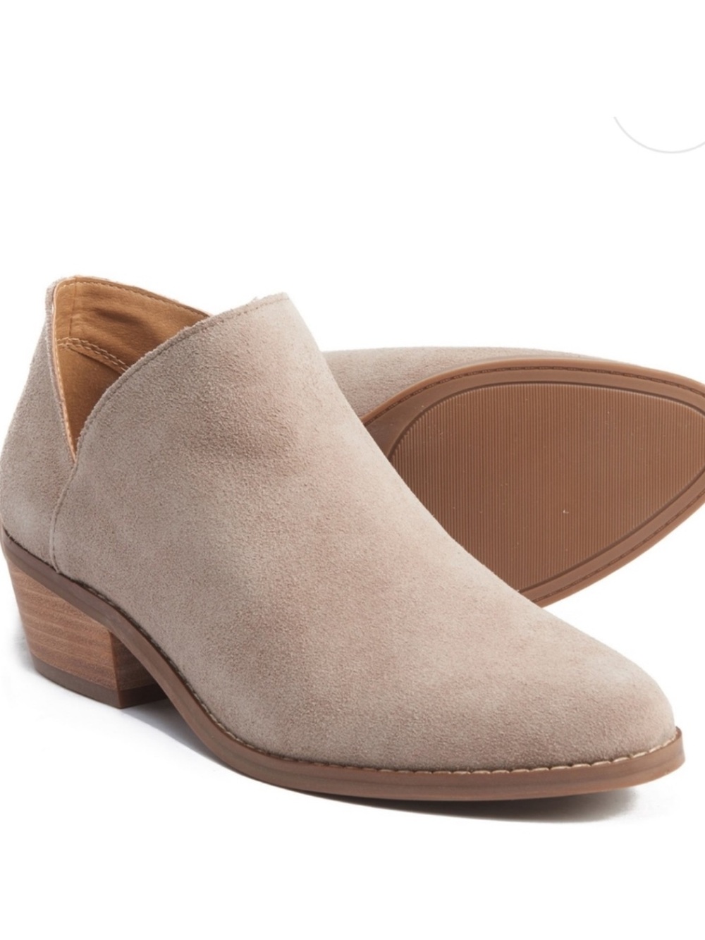 Lucky Brand Fenley Light Taupe Khaki Suede Shootie Shoe Ankle Boot Bootie 7.5